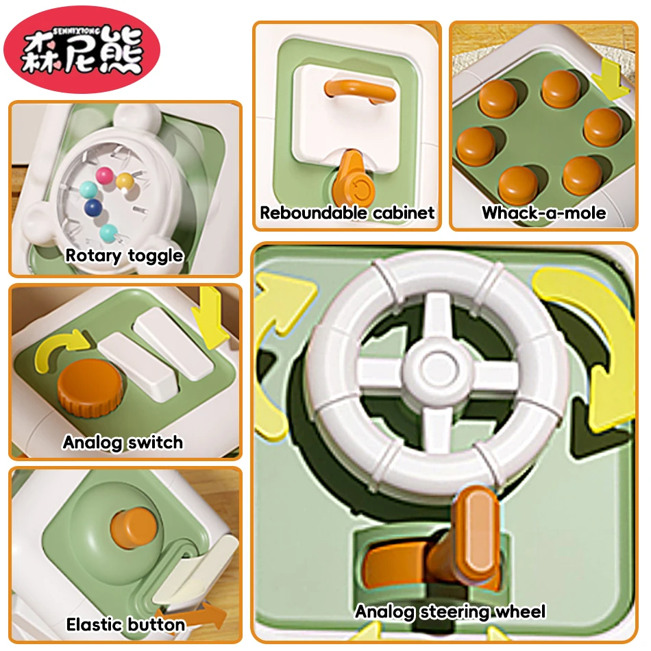 SENNIXIONG 6in1 مونتيسوري النشاط الحسي مكعب مشغول مجلس ممارسة مهارة التعلم الرضع التعليم المبكر لعبة للأطفال هدية