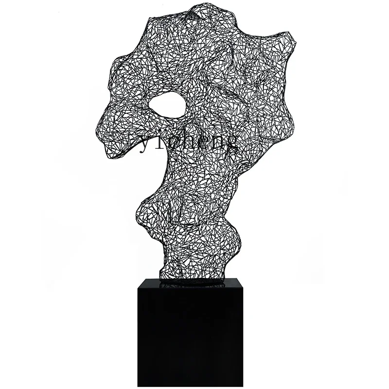 V6  hotel lobby metal wrought iron decoration club soft decoration sculpture staircase large floor ornament