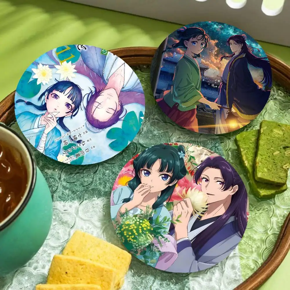 Anime The Apothecary Diaries Retro Wooden Cup Mats Elements Colour Printing Cup Coasters Home Kitchen Decora Gifts