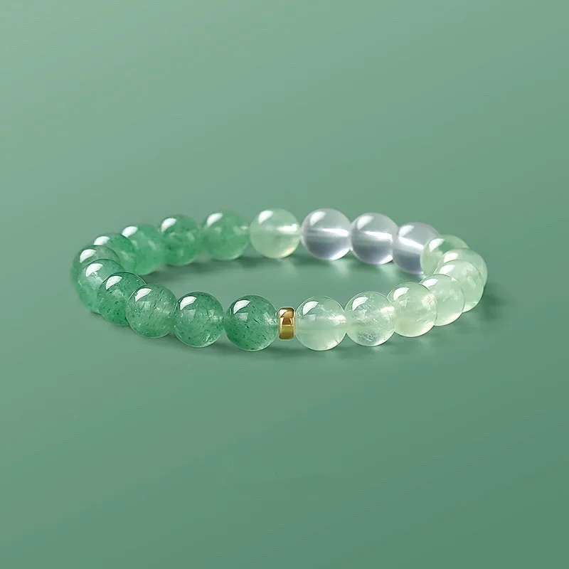 Natural Healing Stackable Elastic Grape Stone Bangle Green Strawberry Quartz Beaded Bracelet Accessories  Yoga Women Jewelry