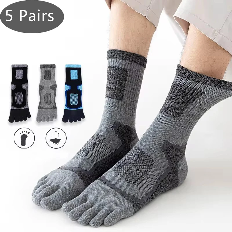 

5 Pairs Toe Sport Short Socks Man Thick Compression Mesh Endurable Fitness Bike Run Outdoor Basketball Travel 5 Finger Socks
