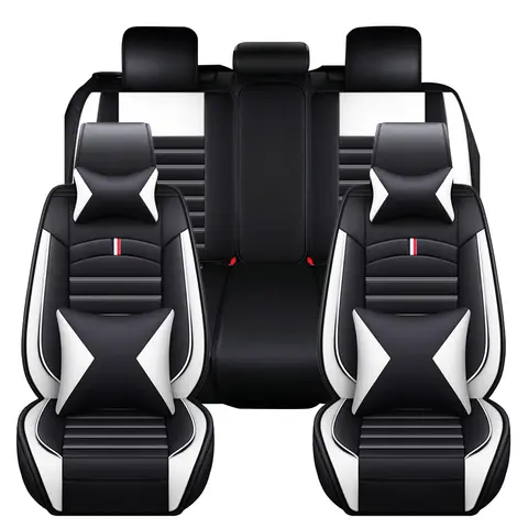 5-Seats PU Leather Car Seat Covers Full set Universal Front Rear Seat Cushion Anti-scratch Protection Four Seasons