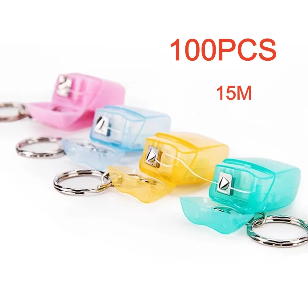 100pcs-dental-floss-interdental-pick-stick-with-keychain-tooth-cleaning-portable-15m-flosser-wire-teeth-oral-care