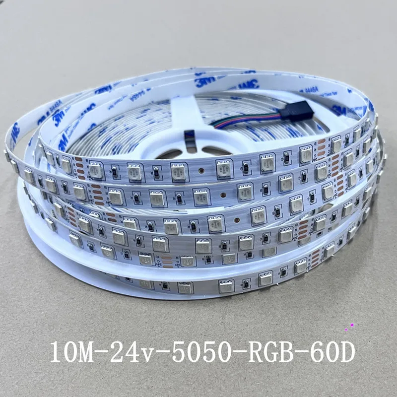 10M 24V RGB 5050 SMD LED Strip Ribbon Tape 60Leds/m DC24V 10mm PCB IP20 NonWaterproof Flexible Home Decoration Lighti Line Light