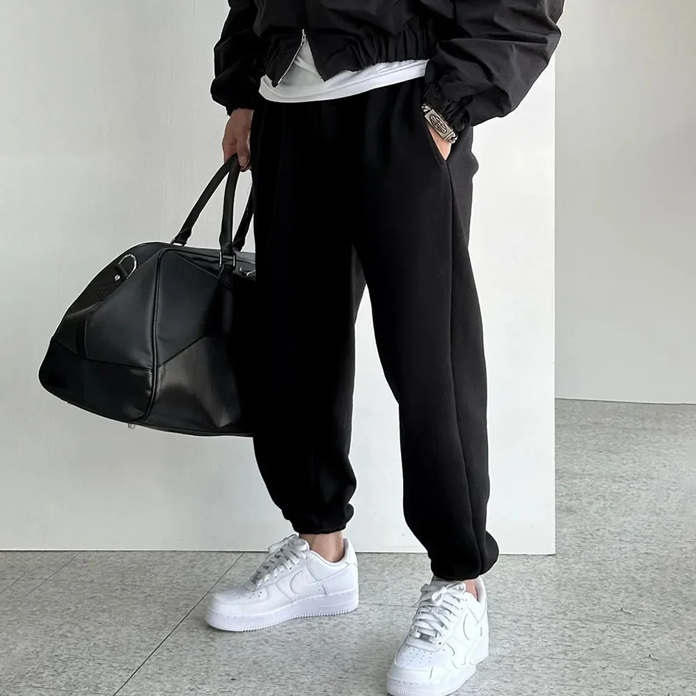 Mens Pants Sporty Casual Cuffed Sweatpants Korean Jogger Pants Fashion Slim Fit Drawstring Versatile Pants Men'S Clothing 2024