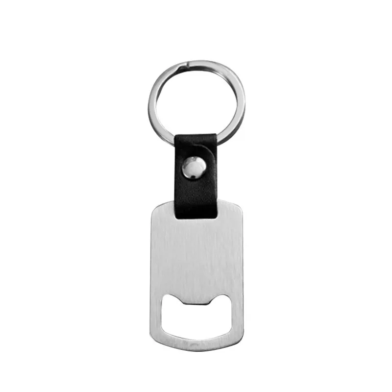 Stainless Steel Blank Laser Custom Engraved Leather Metal Keychain Bottle Opener Fashion Accessories