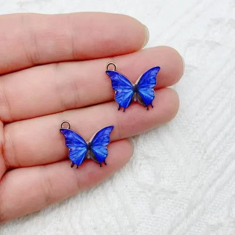 13pcs Cross border Hot selling European and American Fashion Accessories DIY Alloy Drip Oil Color Butterfly Accessories Single H view 4