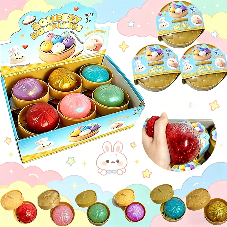 glitter-dumpling-squishies-toy-bun-baozi-dumpling-mystery-box-colorful-food-squishy-sensory-fidget-toy-anti-stress-squeeze-toy