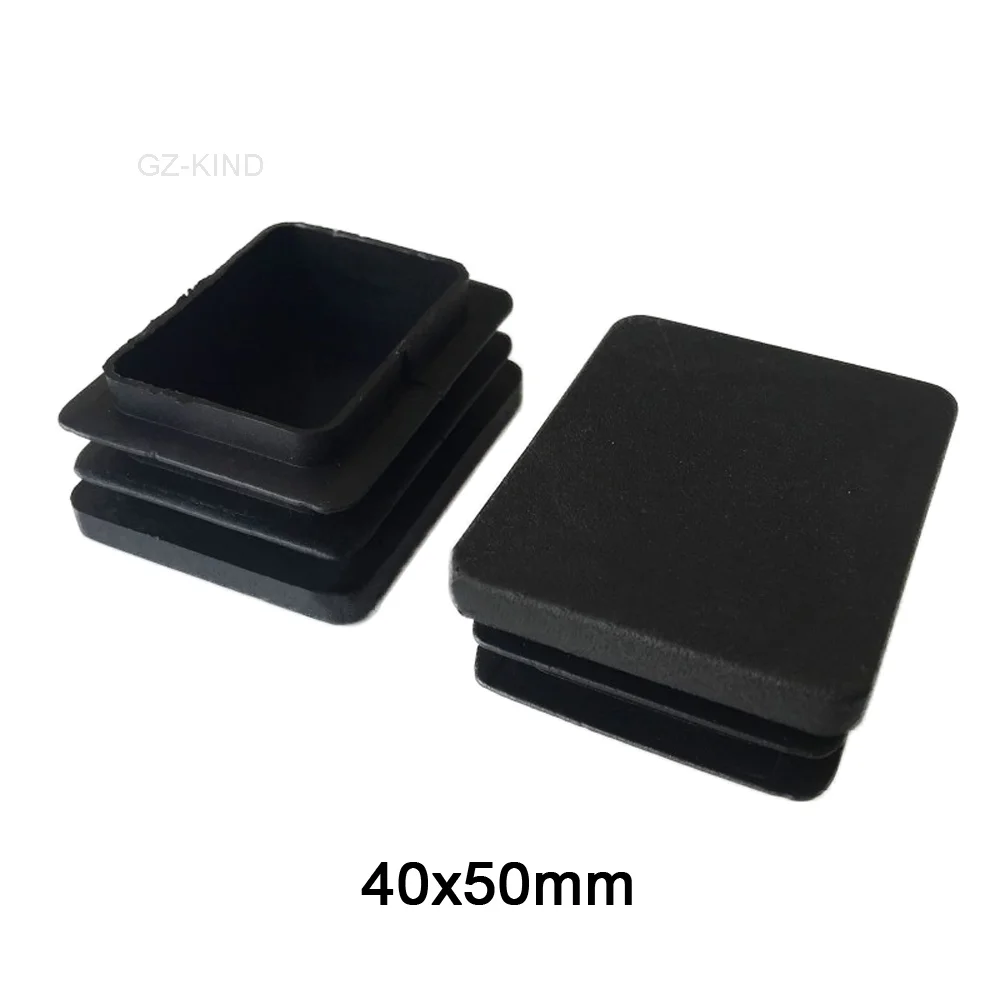 1/2/5/10pcs 40x50mm 직사각형 플라스틱 블랙 블랭킹 엔드 캡 튜브 파이프 삽입 플러그 마개