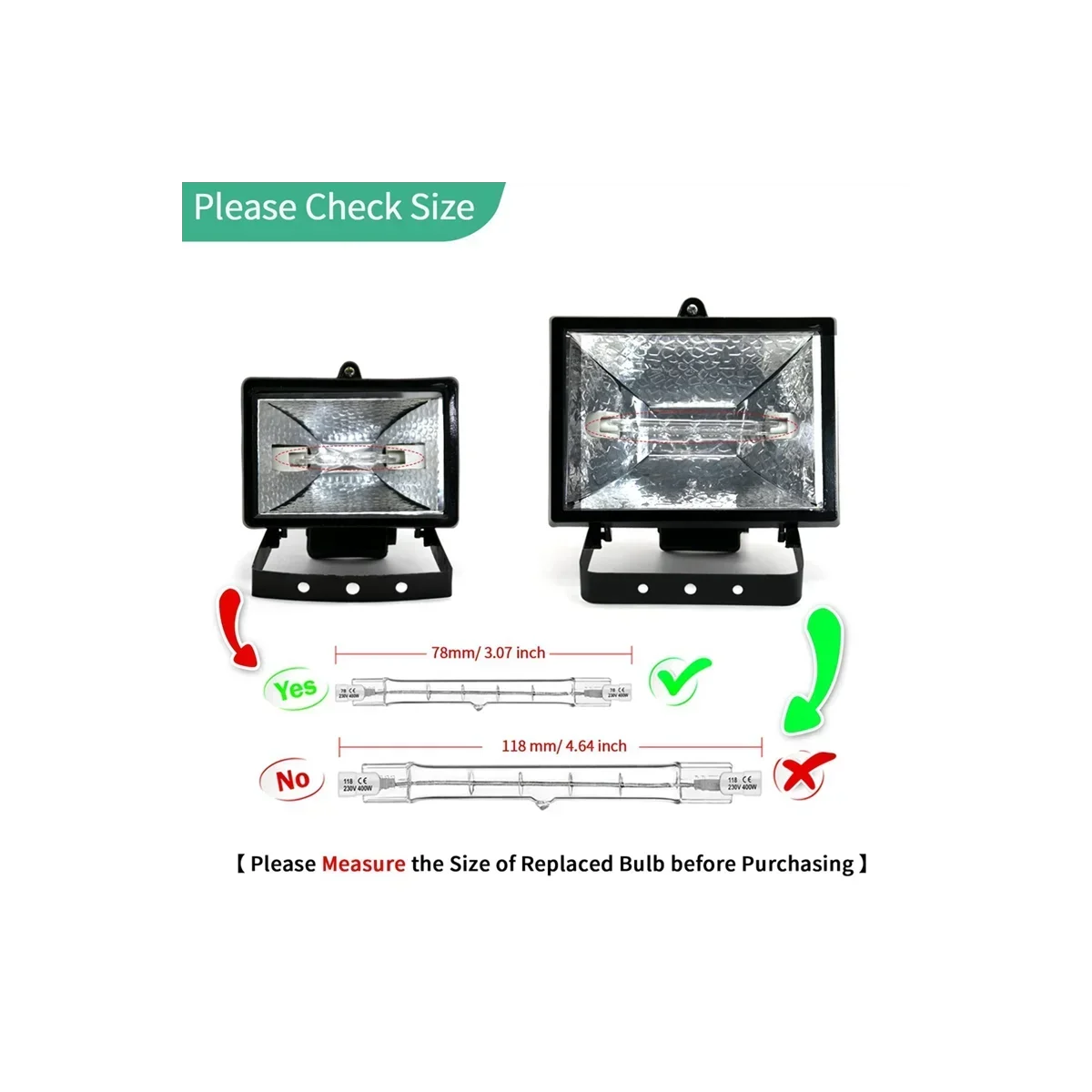 Lamplamp R7S 78 mm - 300 W Regul Duration voor Ilumina Serp de Paisagem e Trabalho