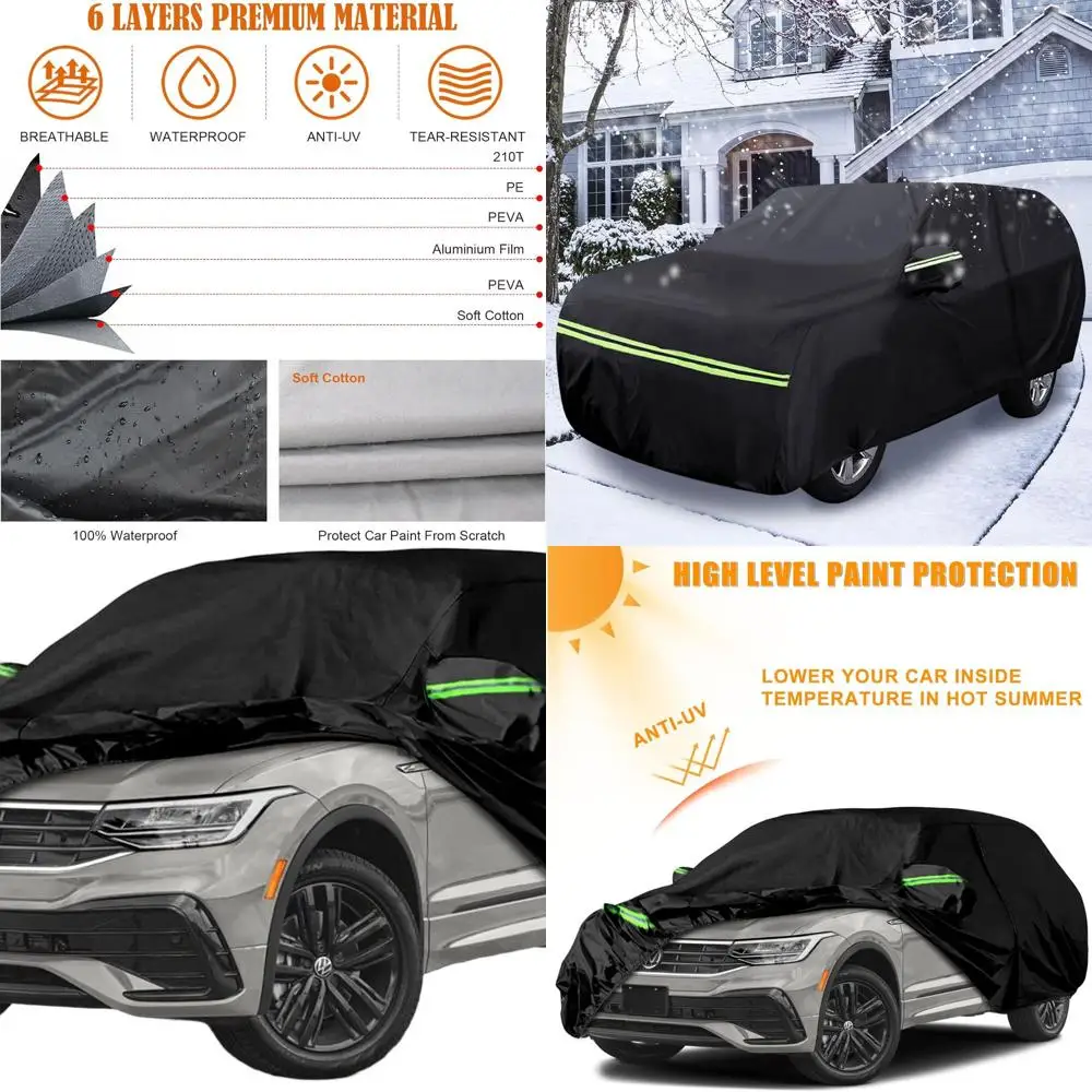 

Custom-Fit 6-Layer Weatherproof Car Cover for 2007-2025 VW Tiguan SWB with Zippered Access & Windproof Bands
