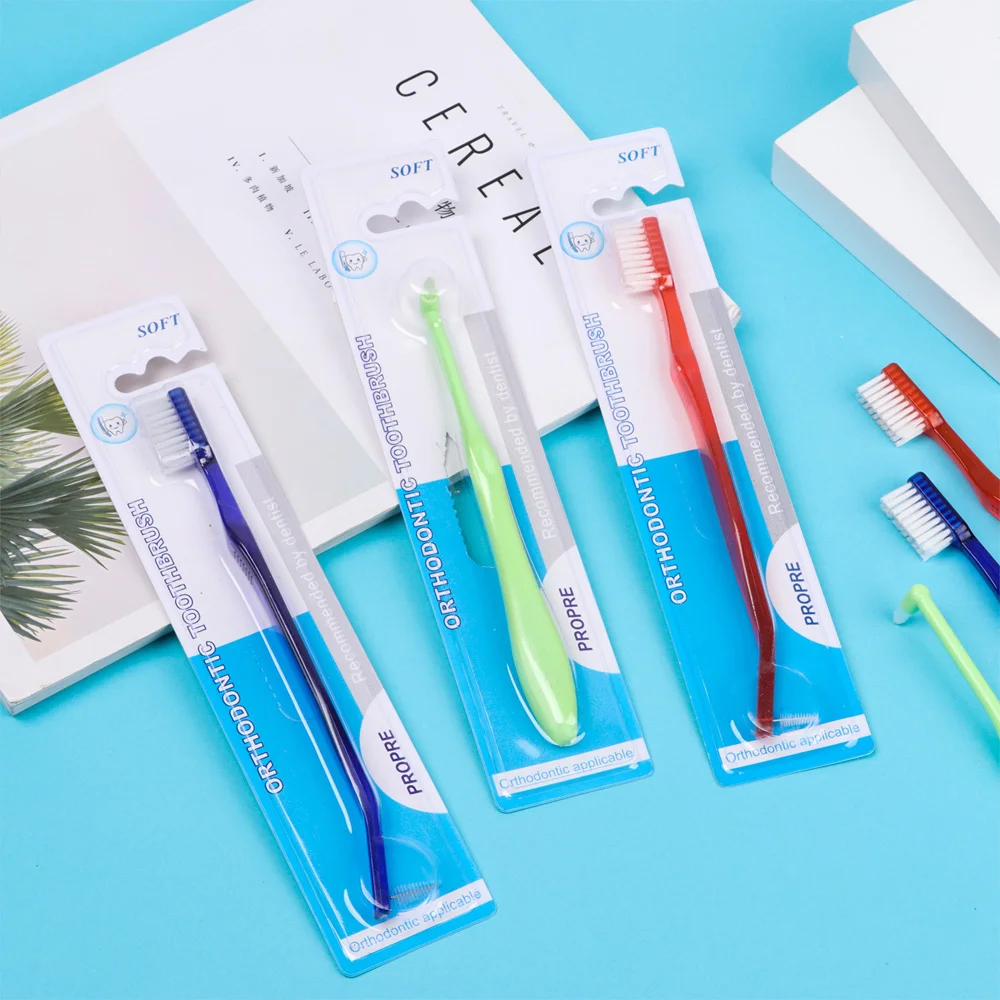 Orthodontic Toothbrushes Double-Ended Interdental Brush V Trim End Tuft Toothbrush for Cleaning Ortho Braces Toothbrush