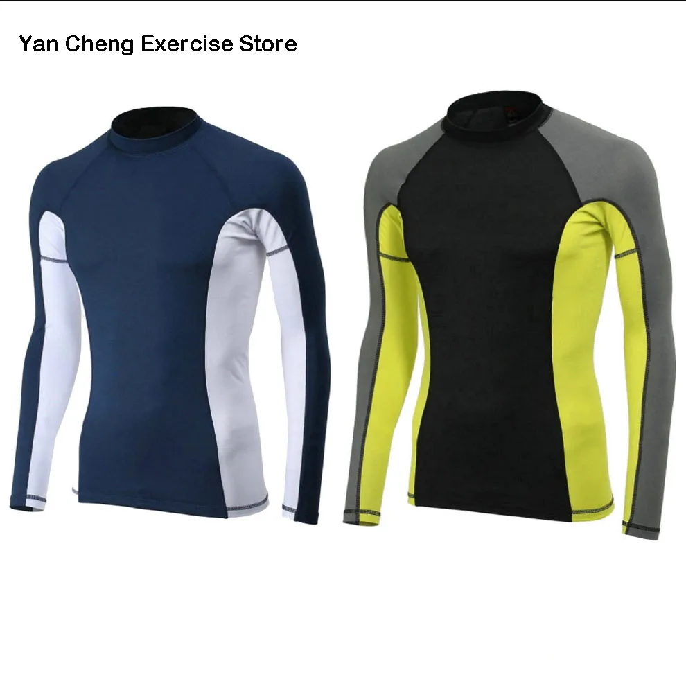 Men's Quick-drying Surfing Suit Long Sleeve Thin Diving Swimming Top Sun Protection Sport Shirt Split Fitness Snorkeling Top