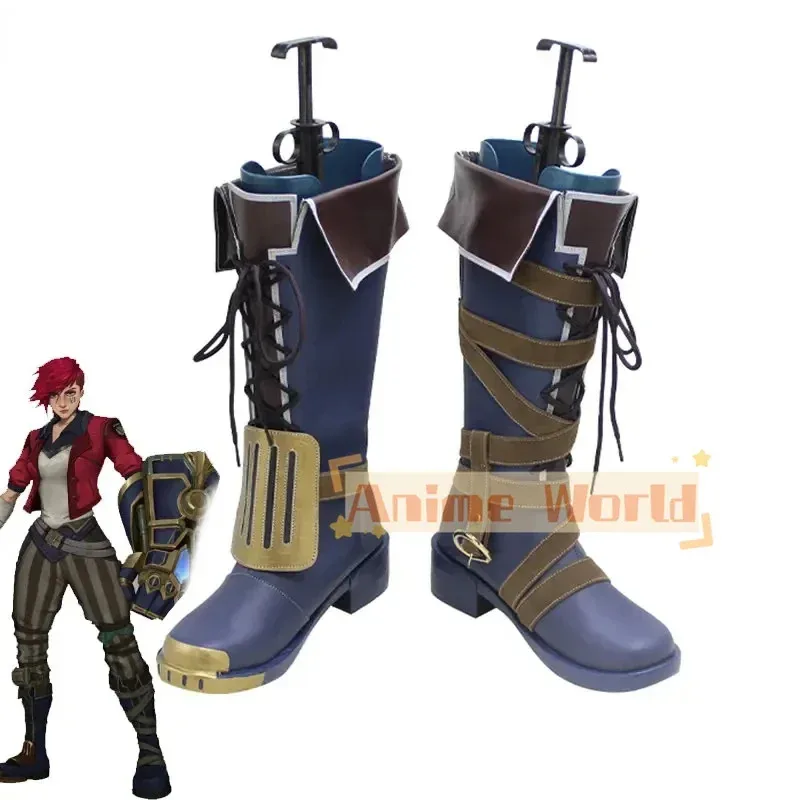 Vi arcano cosplay sapatos jogo lol sapatos de couro do plutônio botas de carnaval de halloween adereços cosplay feitos sob encomenda
