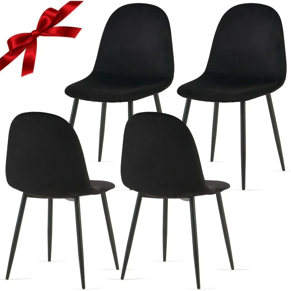 Velvet Dining Chairs Set of 4 - Kitchen Chairs with Metal Legs for Living, Restaurant, Chairs for Dining Room, Chair Set for 4