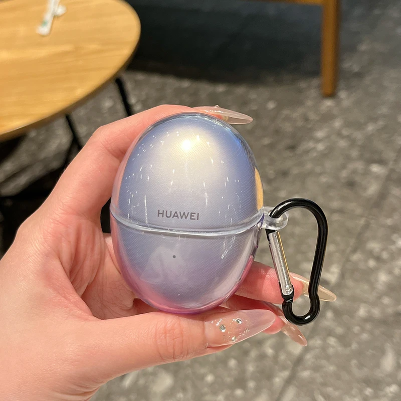 Funda transparente para auriculares inalámbricos HUAWEI FreeBuds 6 con mosquetón, funda protectora de TPU transparente suave, accesorios para auriculares