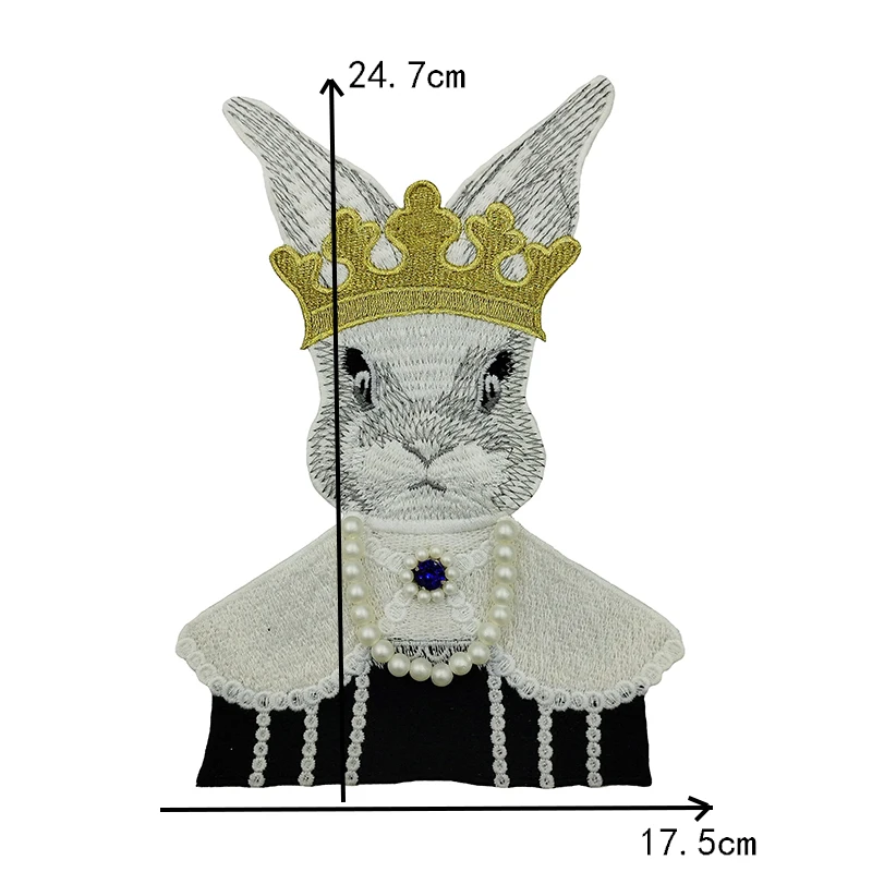 Collana di perline fatta a mano corona di coniglio ricamo di gatto Applique toppe per giacca di animali toppe per cucire fai da te per i vestiti