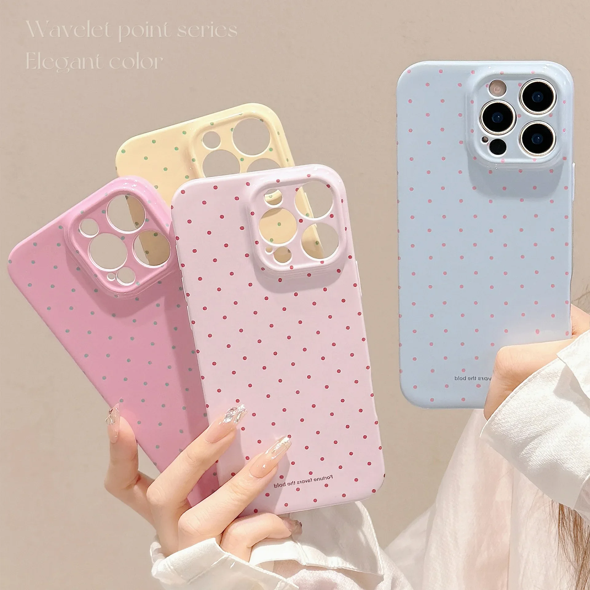 Korean Cute Polka Dot  Phone Case for Samsung Galaxy S20 S21 S22 S23 S24 S25 FE Plus Note20 Ultra 4G 5G Glossy Film Hard PC - náhled 2
