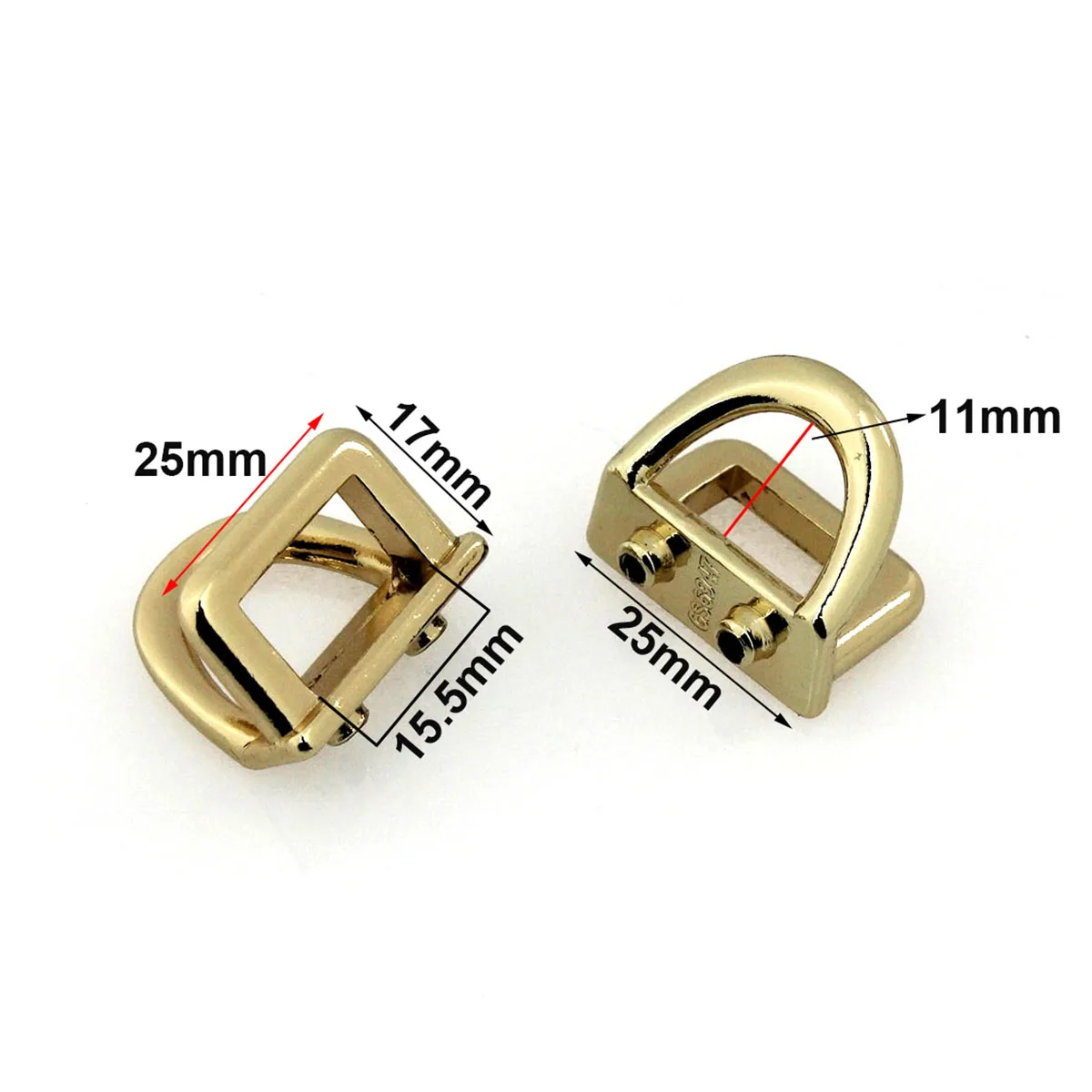 2pcs Metal Double Ring Hang Buckle Bag Side Clasp With Screws for Leather Craft Bag Strap Belt Handle Shoulder Shoes Accessories