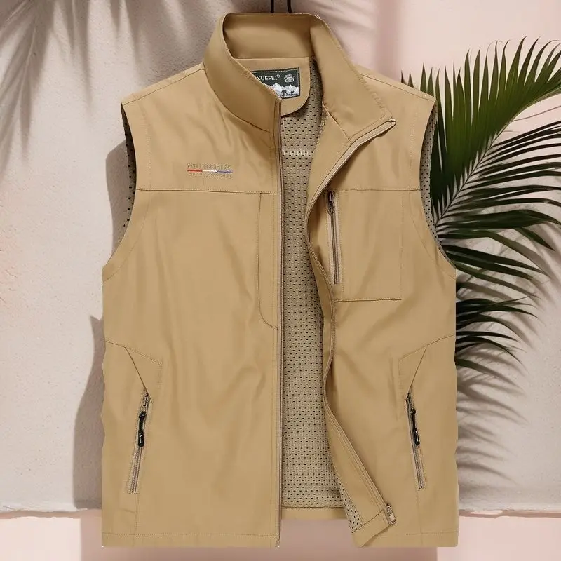 Men's Outdoor Multi-pocket Mesh Lining Vest Spring Fall Breathable Quick-dry Fishing Photography Sleeveless Jacket