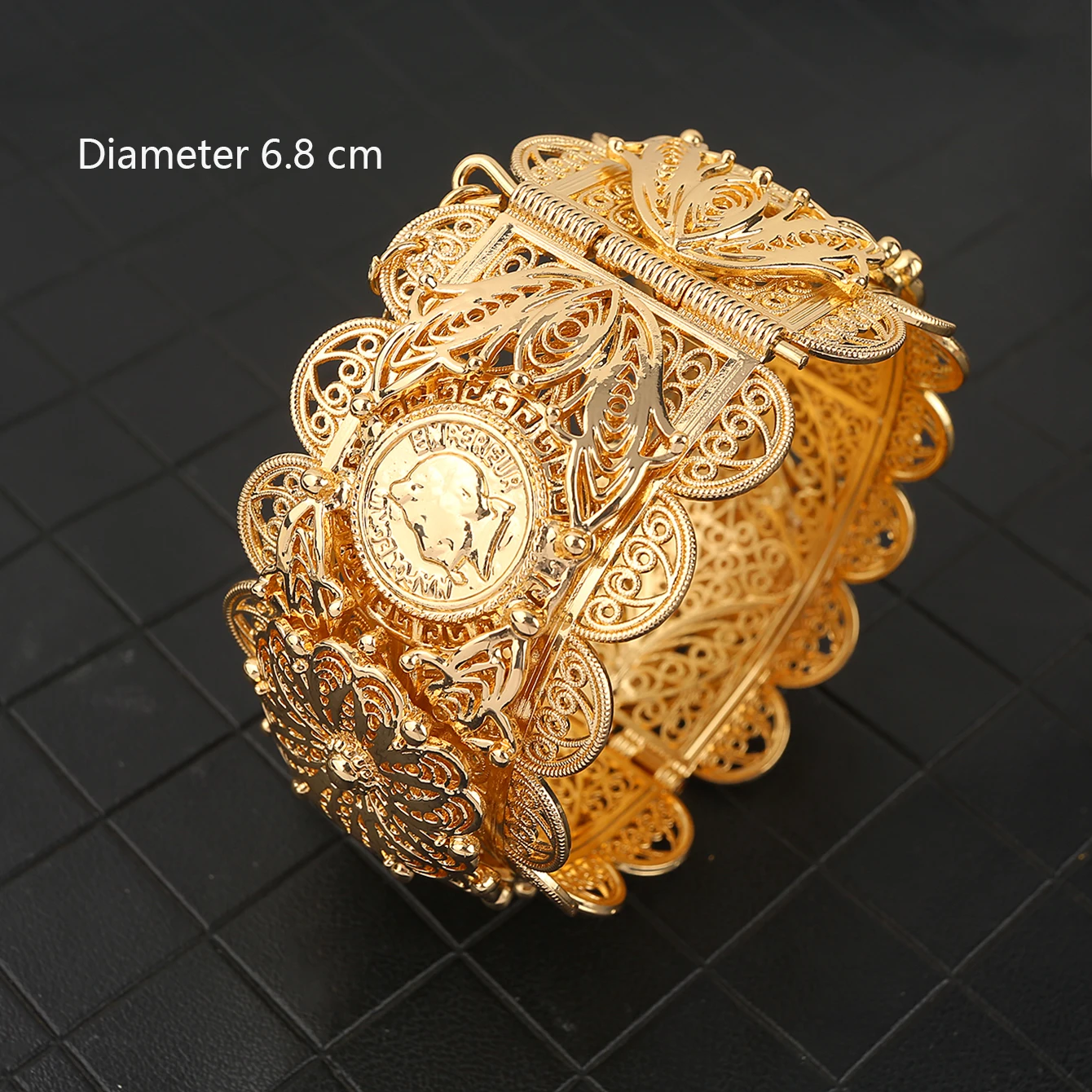 Grand bracelet plaqué or pour femme, style arabe Dubaï, pièce de monnaie Napoléon, bijoux de luxe, accessoires de mode