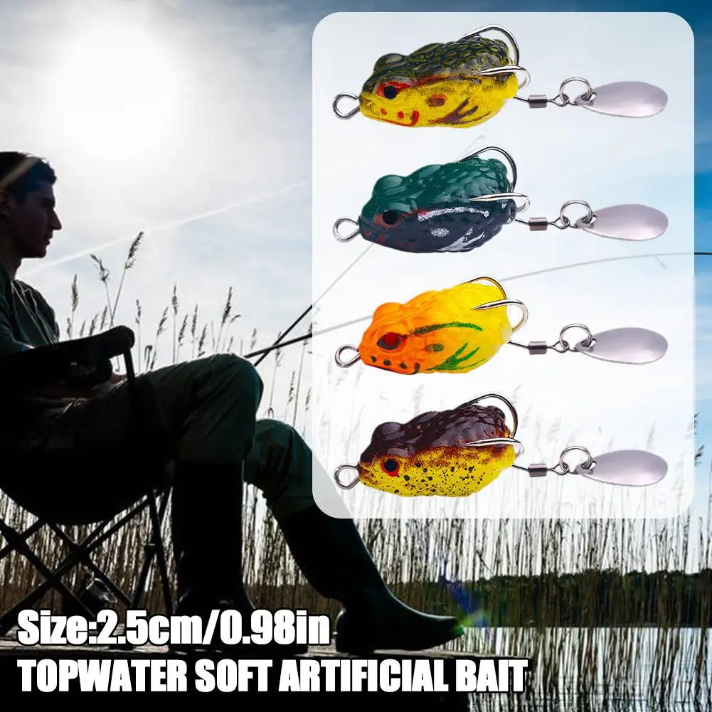 Mini Frog Soft Bait 25mm 3g Double Hide Hook Fishing Frog Bait Artificial Bionics Sequin Thunder Lure Frog Lure Lifelike X9H6