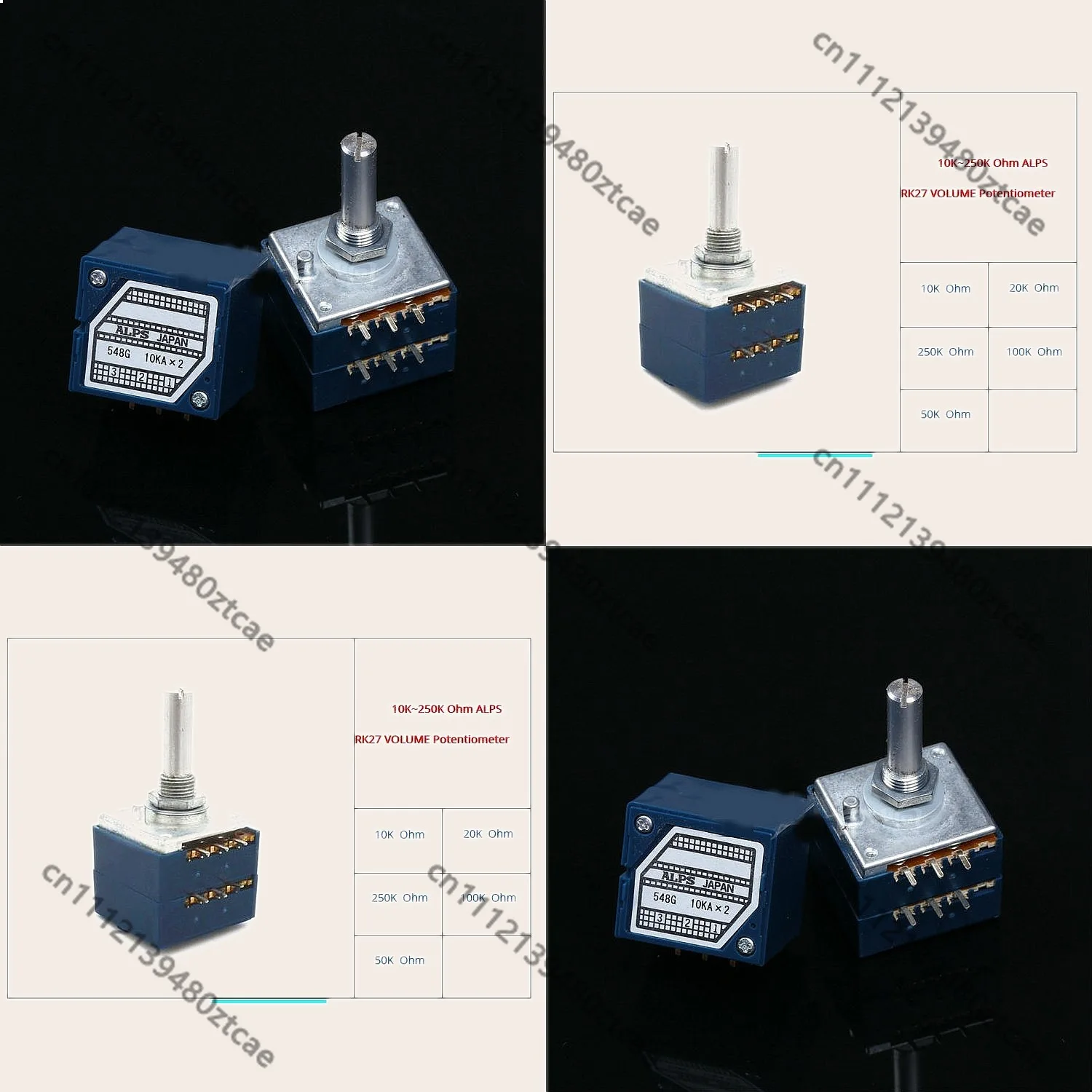 Dual Channel Volume Control Potentiometer 10K 20K 50K 100K 200K Ohm Audio Parts