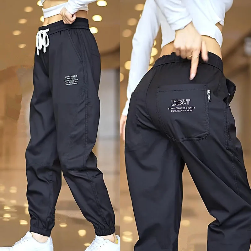 

Мужские повседневные спортивные брюки из ледяного шелка, быстросохнущие, свободного кроя, легкие, для молодежи, на все сезоны, модная рабочая одежда