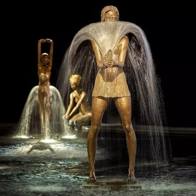 Hot Sale Modern Metal Fountain Art Sculpture Garden Fountain Brass Bronze Ballet Girl Dancing Fountain