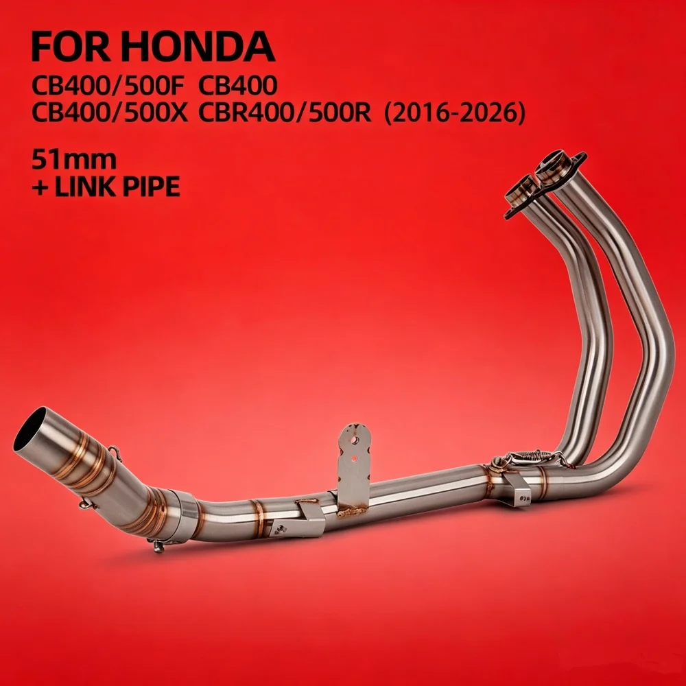 

CBR500R exhaust manifold For Honda CBR400R CB400F CB400X CBR400 CBR500R CB500F CB500X CBR500 NX400 NX500 2016-2026 Moto Exhaust