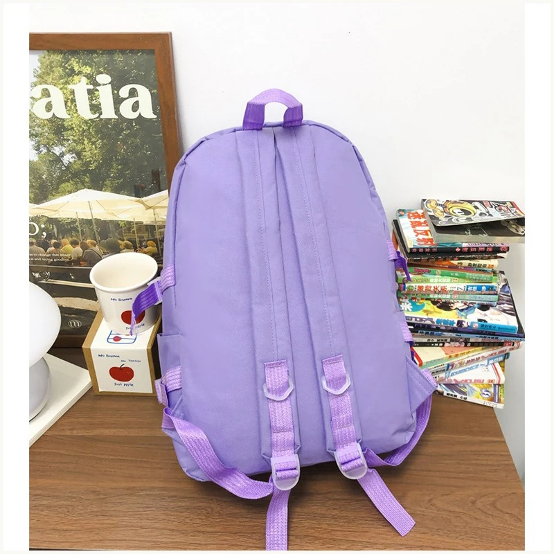 Mochila Popular de Color rosa y morado para estudiantes de secundaria, mochilas escolares bonitas sin cualquier versión de accesorios