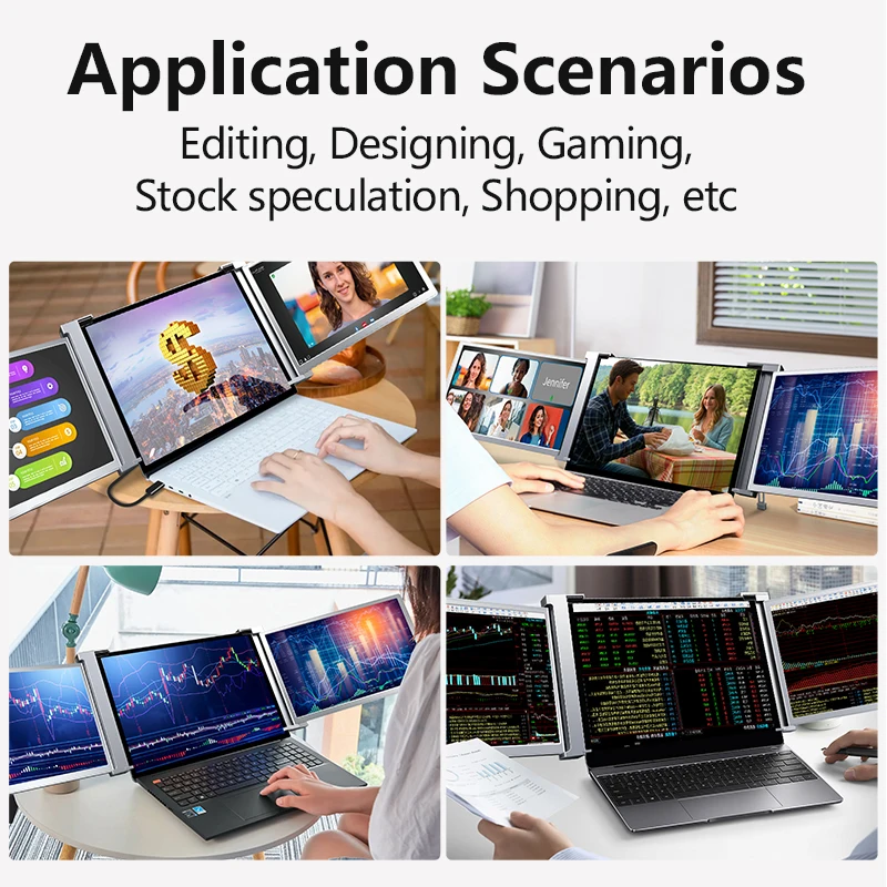 Multi  14 Inch Portable Screen Extender FHD IPS Display Dual Screen Laptop  Extender Triple Screen  Laptop