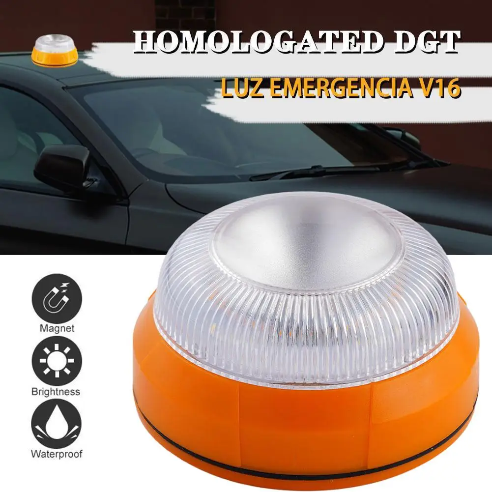 V16 Car Traffic Warning Light Magnetic LED Emergency Flashing Device Lamp Yellow Portable Safety G1C4