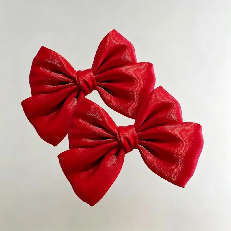 1/2Pcs/lot Big Bows Chiffon Hair Clips Cheer Bowknot Hairpin Children Headdress Fashion Girls Hair Accessories Pink/Red/Black