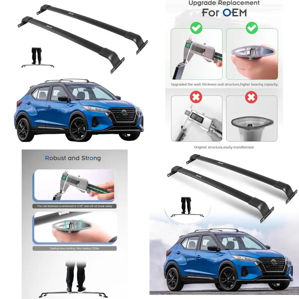 Sturdy 220 lbs Capacity Roof Rack for Nissan Kicks 2016-2024, Black Aluminum Cross Bars for Outdoor Gear