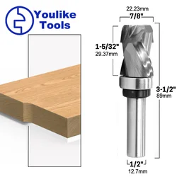 Fraise CNC en carbure monobloc pour bois, roulement à tige, compression ultra-nouilles omance, garniture affleurante, fraise en bout, 12mm, 1/2 po