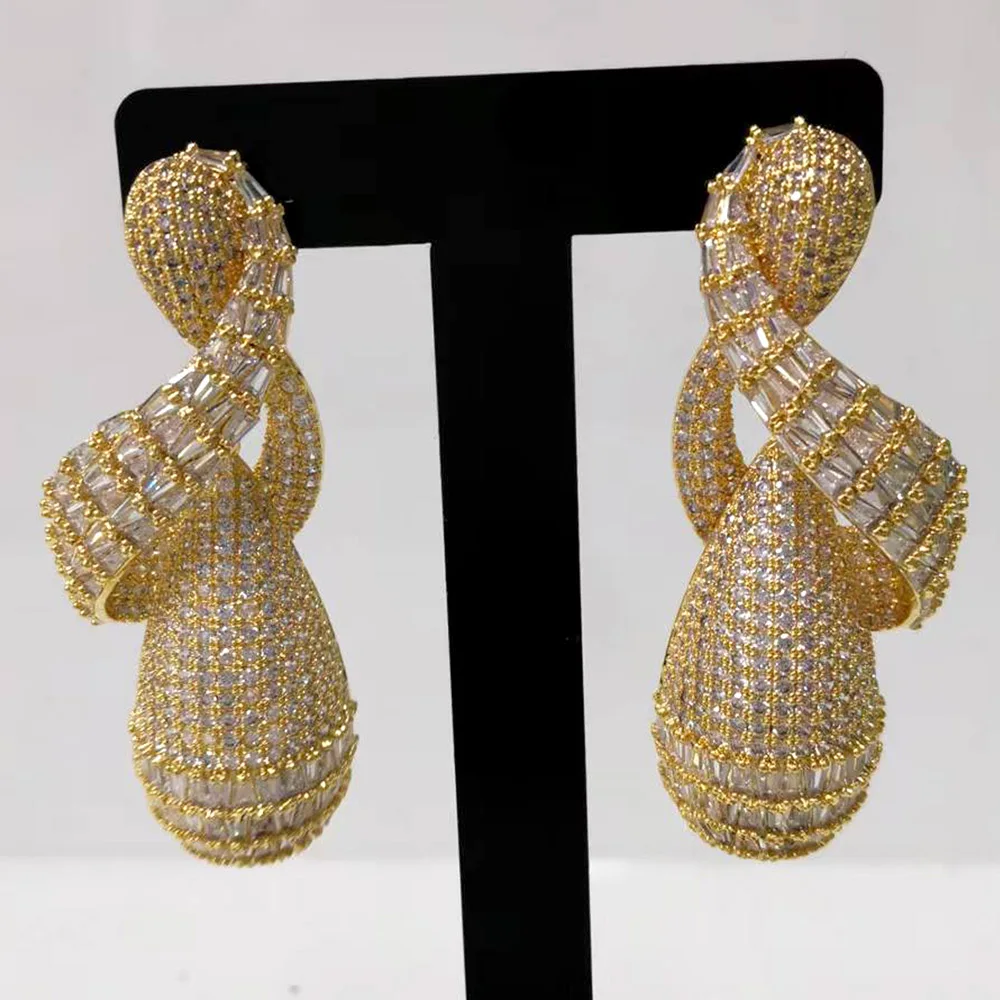 Missvikki Luxury Handmade Drop Dangle Earrings Shiny Cubic Zircon Fashion Earrings For Women Bridal Wedding Party Accessories