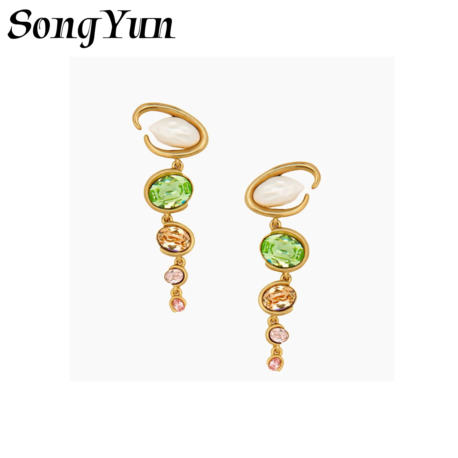 

Серьги-гвоздики SongYun Jewelry MHT из латуни с подвесками из циркония 7А, подарок на годовщину, подарок подружке невесты, женские серьги, ювелирные изделия