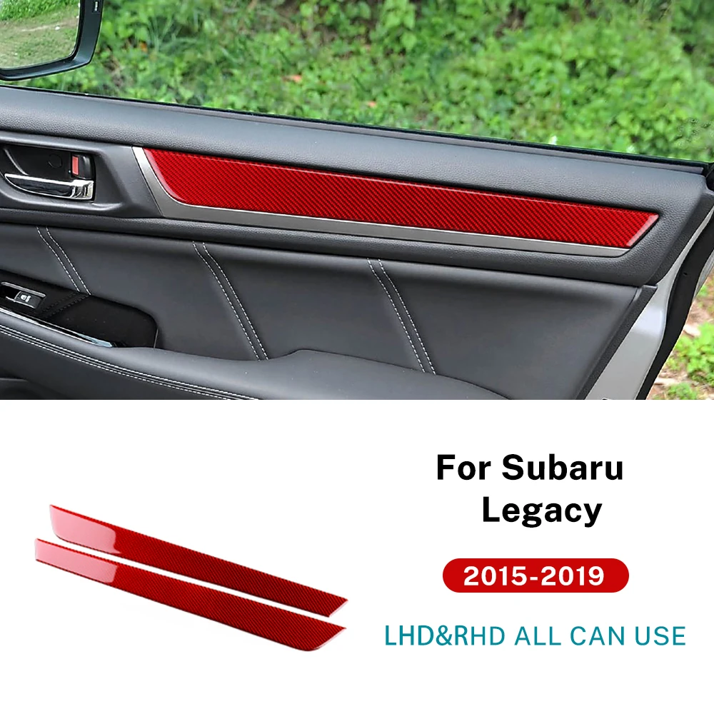 

Real Carbon Fiber Front Door Trim For Subaru Legacy 2015-2019 Door Panel Decor Strip Cover Glossy Black Red Interior Sticker