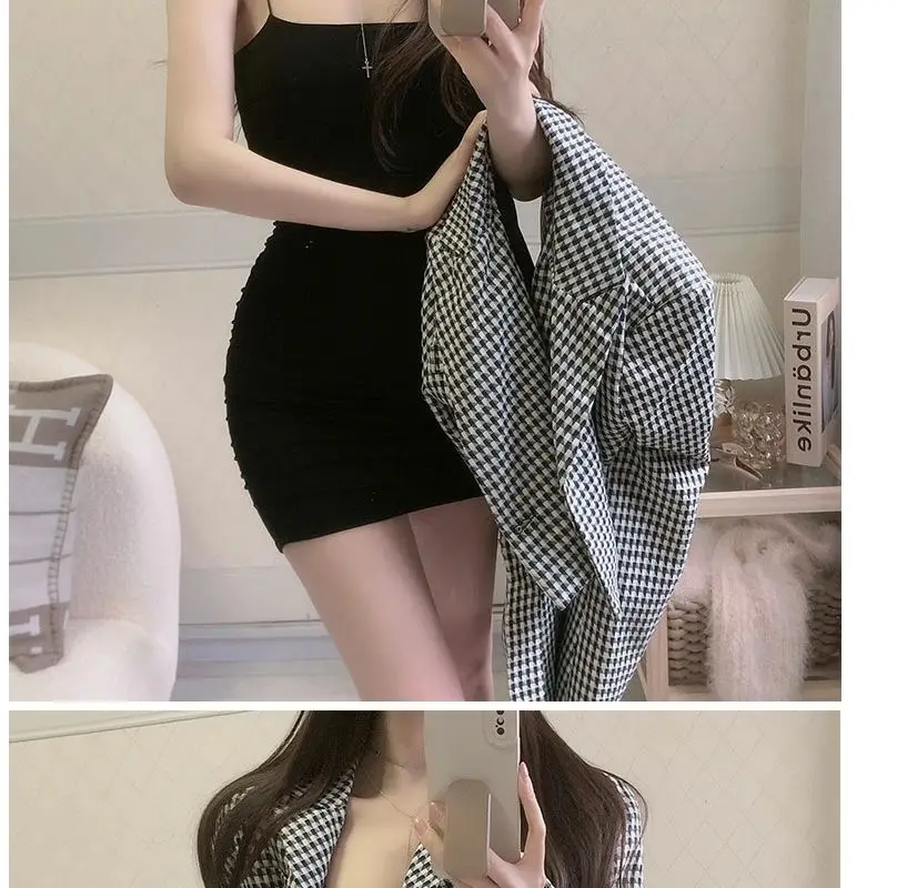 Solid Color Tight Flat Sling Dress Women Summer New Women Stretch Slim Low Cut Spice Girl Package Hip Short Skirt