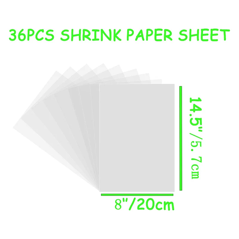 36Pieces Shrink Plastic Sheets, Shrink Dink Sheets, Shrink Film Sheets Blank Shrink Art Paper for DIY Ornaments Craft