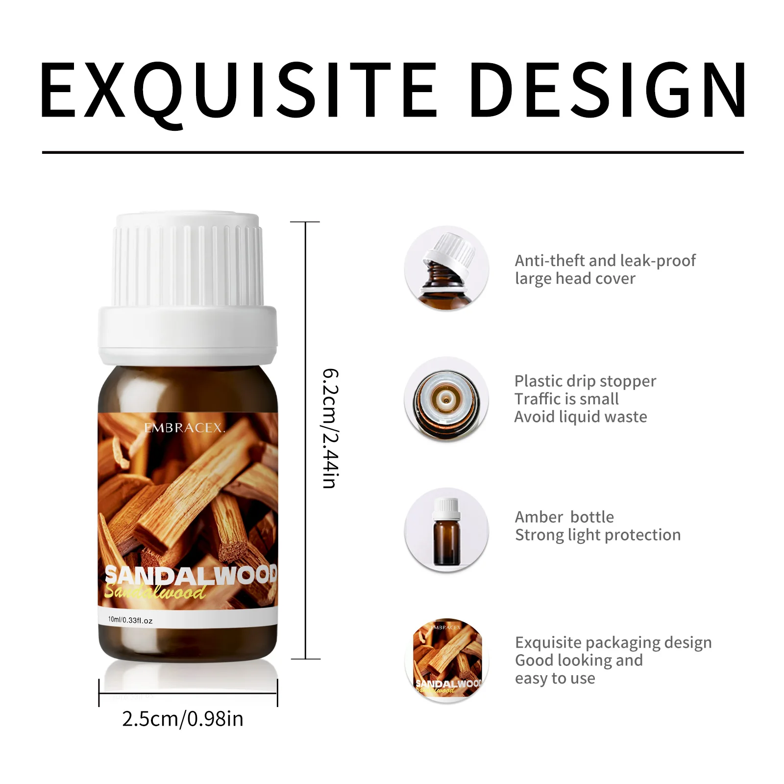 10ml Sandalwood Pure Plant Essential Oil Humidifier Diffuser Aroma Oil Gift Home Essential Oils For Candle Making