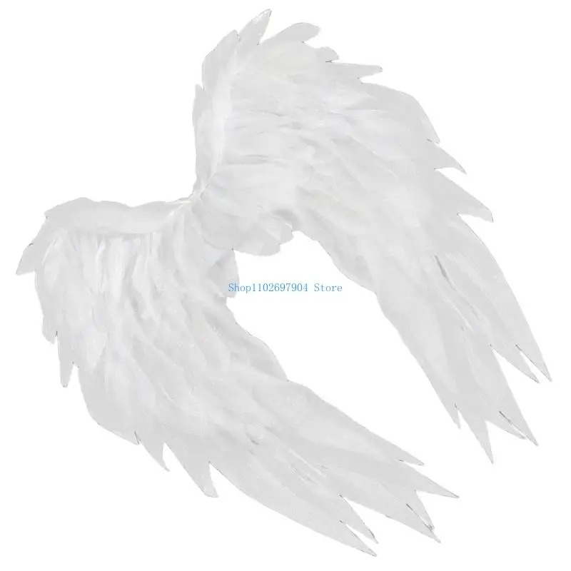 N7YF الأنيقة بالأبيض والأسود Angel Wing for Halloween Costumes Cosplay حدث مع الأشرطة القابلة للتعديل #3