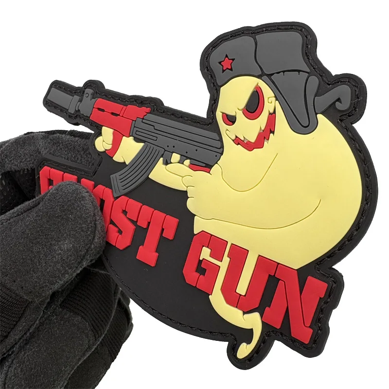 GHOST GUN 3D PVC Patch on Clothes Morale Badge Hook Loop Tactical Military Patches Backpack Armband Stickers 5