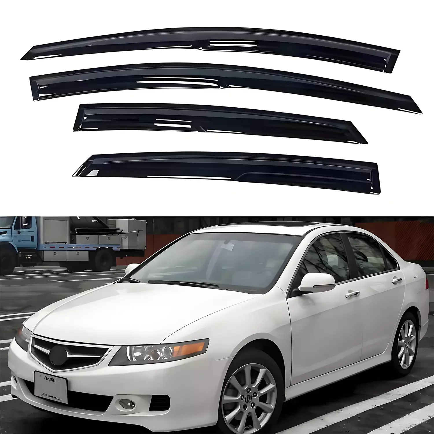 

For 2009-2014 Acura Tl Jdm Mugen Style Window Visor Vent Rain Guards Deflectors