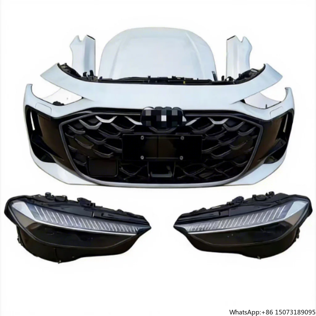 

2023for A5 Front Bumper with Headlights & Radiator Set Plastic+ABS Bolt-On White/Black Paint