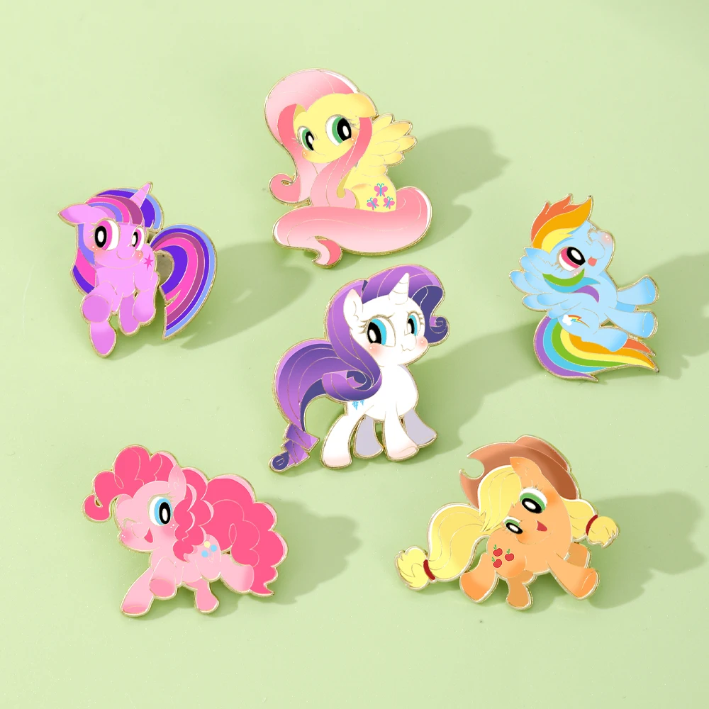 My Little Pony – ensemble de 6 pièces en émail imprimé UV, broches de Collection de personnages de dessins animés pour les Fans de MLP, cadeau pour filles et enfants