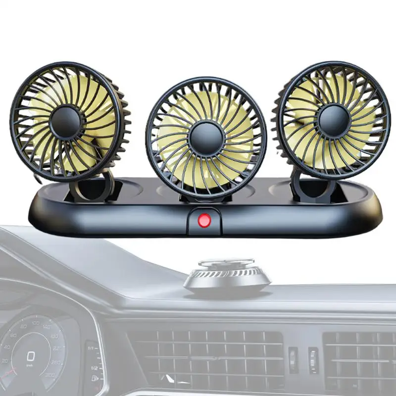 

Fan For Car Three-head Dashboard Fan Portable 3 Adjustable Wind Speeds Small Hot Weather Cooling Device For Vehicles Sedans