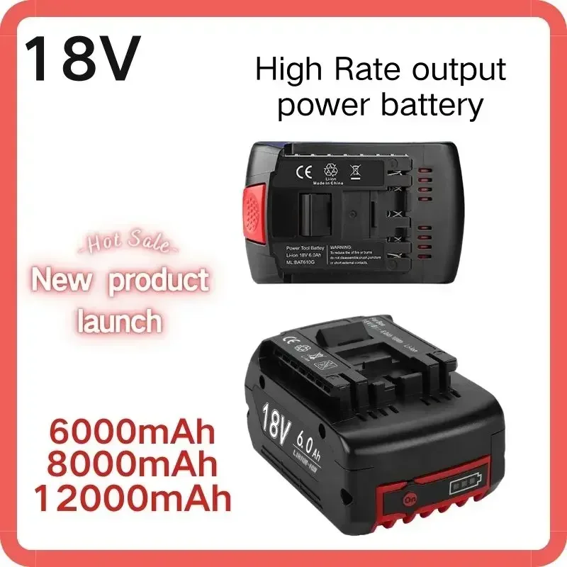 

18V Battery 6.0Ah for Bosch Electric Drill 18V Rechargeable Li-ion Battery BAT609, BAT609G, BAT618, BAT618G, BAT614 + 1Charger