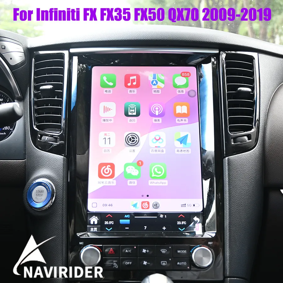 256GB Stereo Multimedia Player For Infiniti FX FX35 FX50 QX70 2009-2019 Carplay 4G GPS Navi  Headunit 12.1
